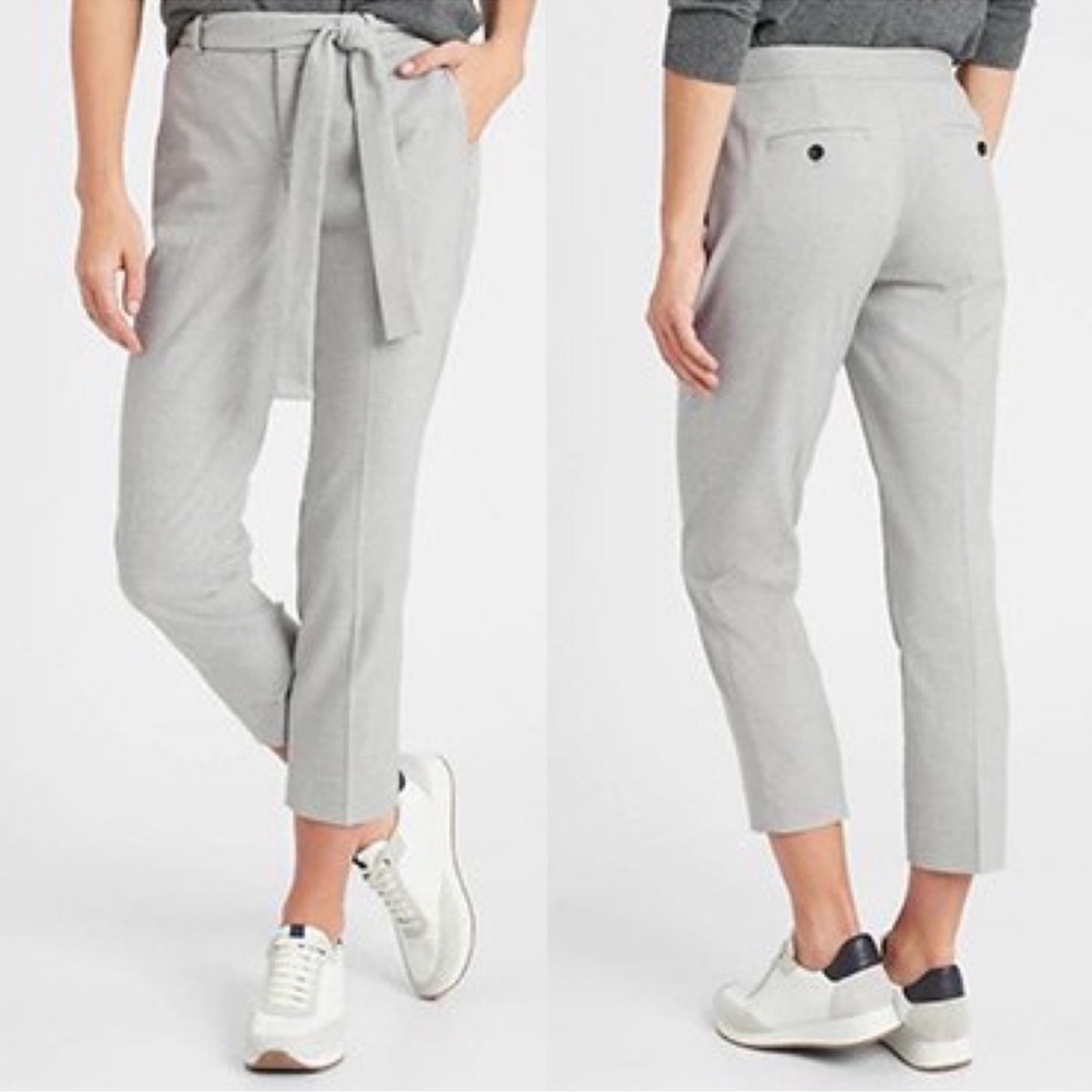 Banana Republic NEW Avery Herringbone Tie Waist Ankle Pants Sz 10